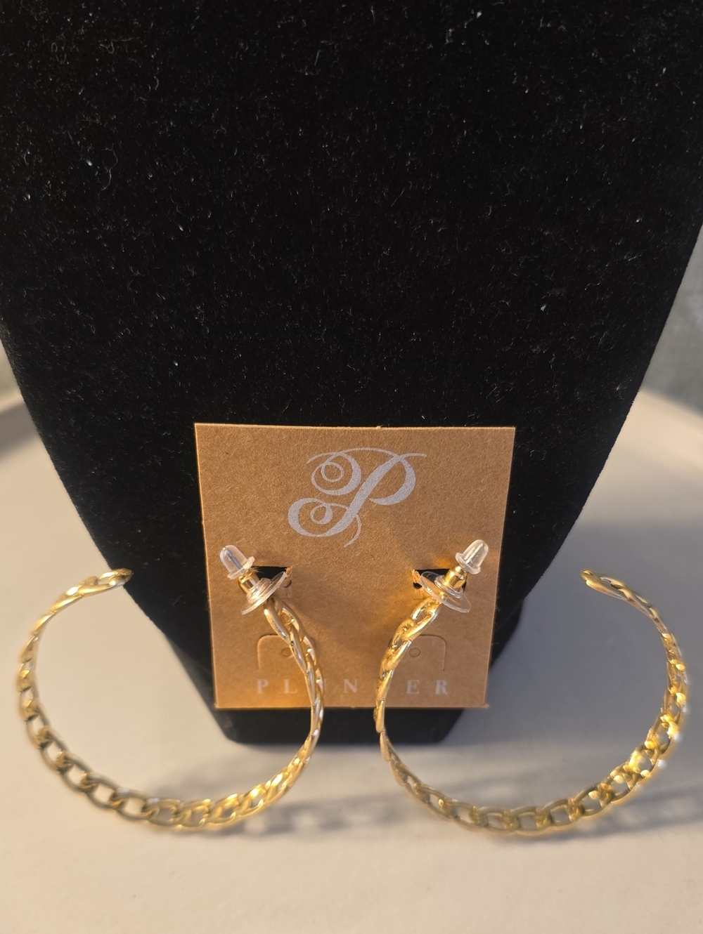 Plunder 2" Gold Twisted Chain Hoop Earrings New